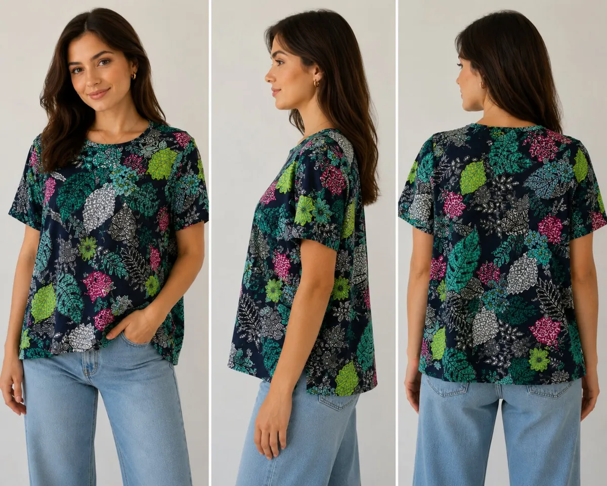 Blusa con estampado floral para mujer – Corte holgado (tallas 12-16) - Image 2