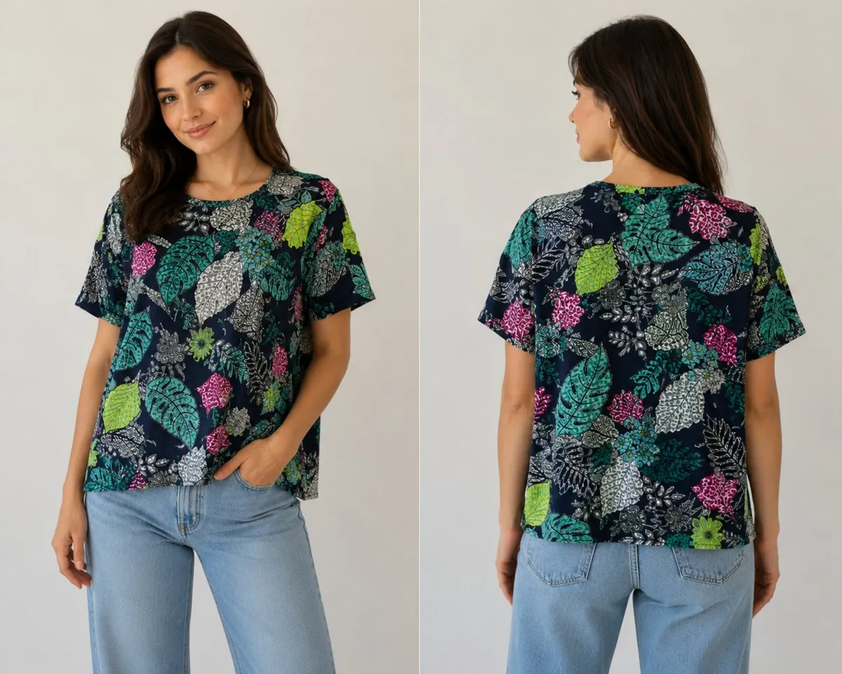 Blusa con estampado floral para mujer – Corte holgado (tallas 12-16)