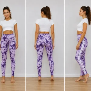 Leggings de tiro alto con estampado tie-dye morado