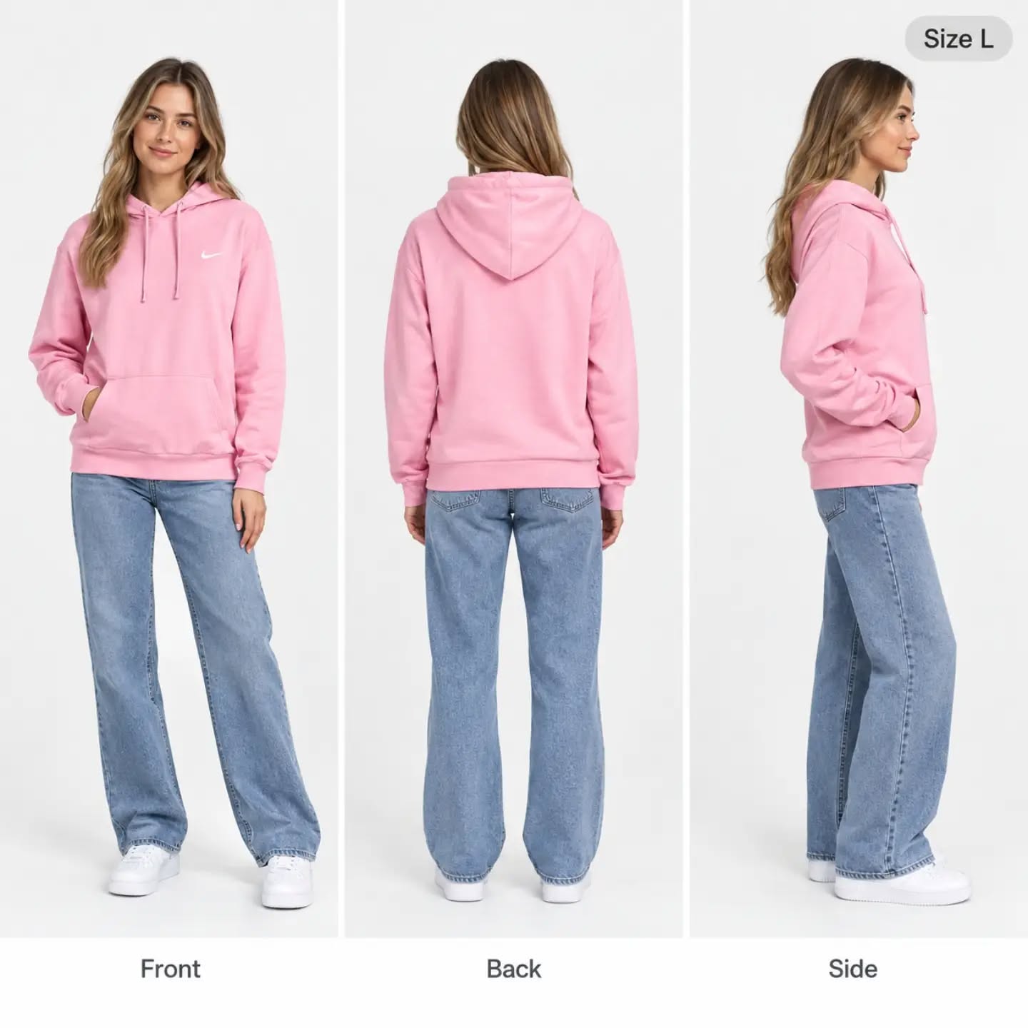 Sudadera con capucha rosa Nike – Talla L
