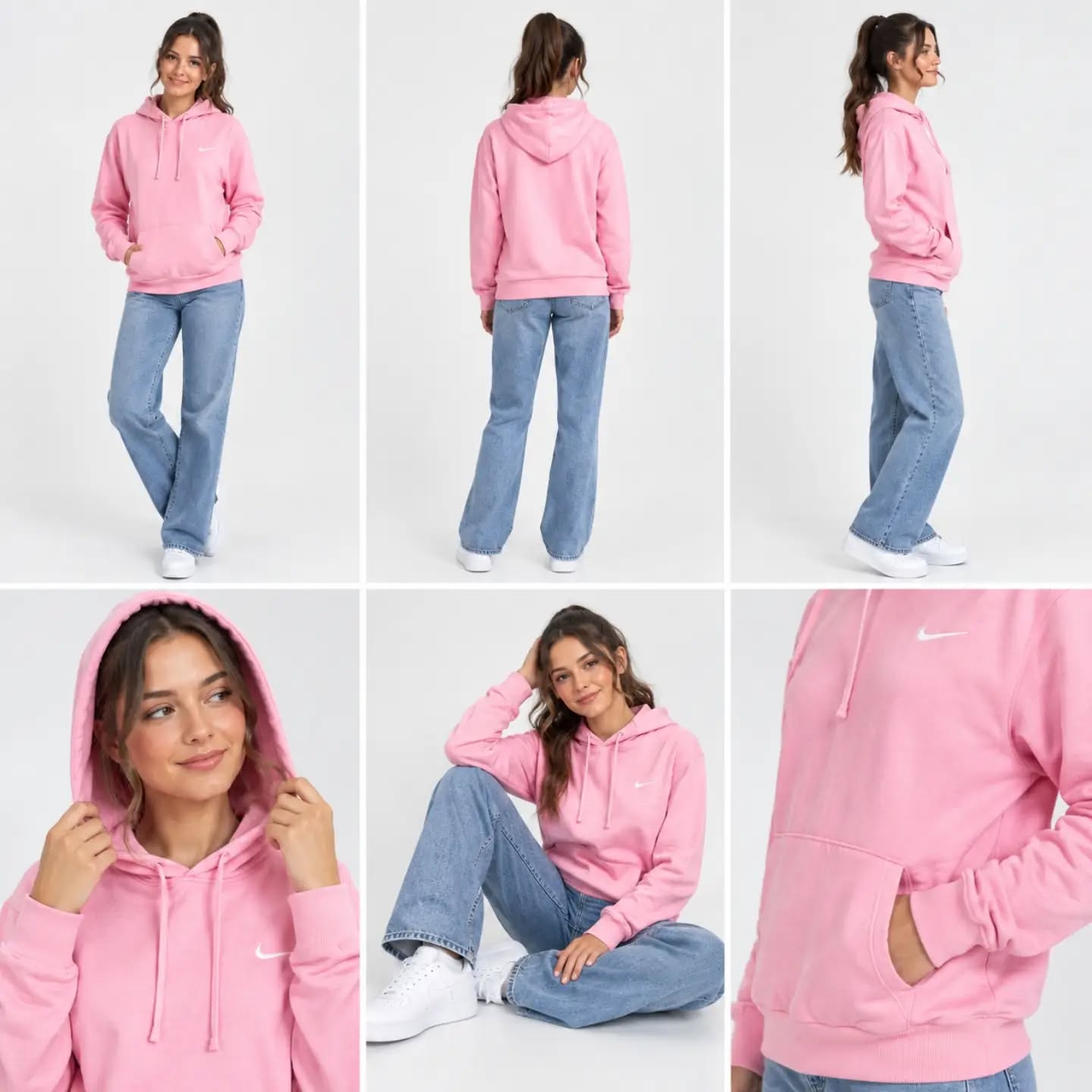 Sudadera con capucha rosa Nike – Talla L - Image 2