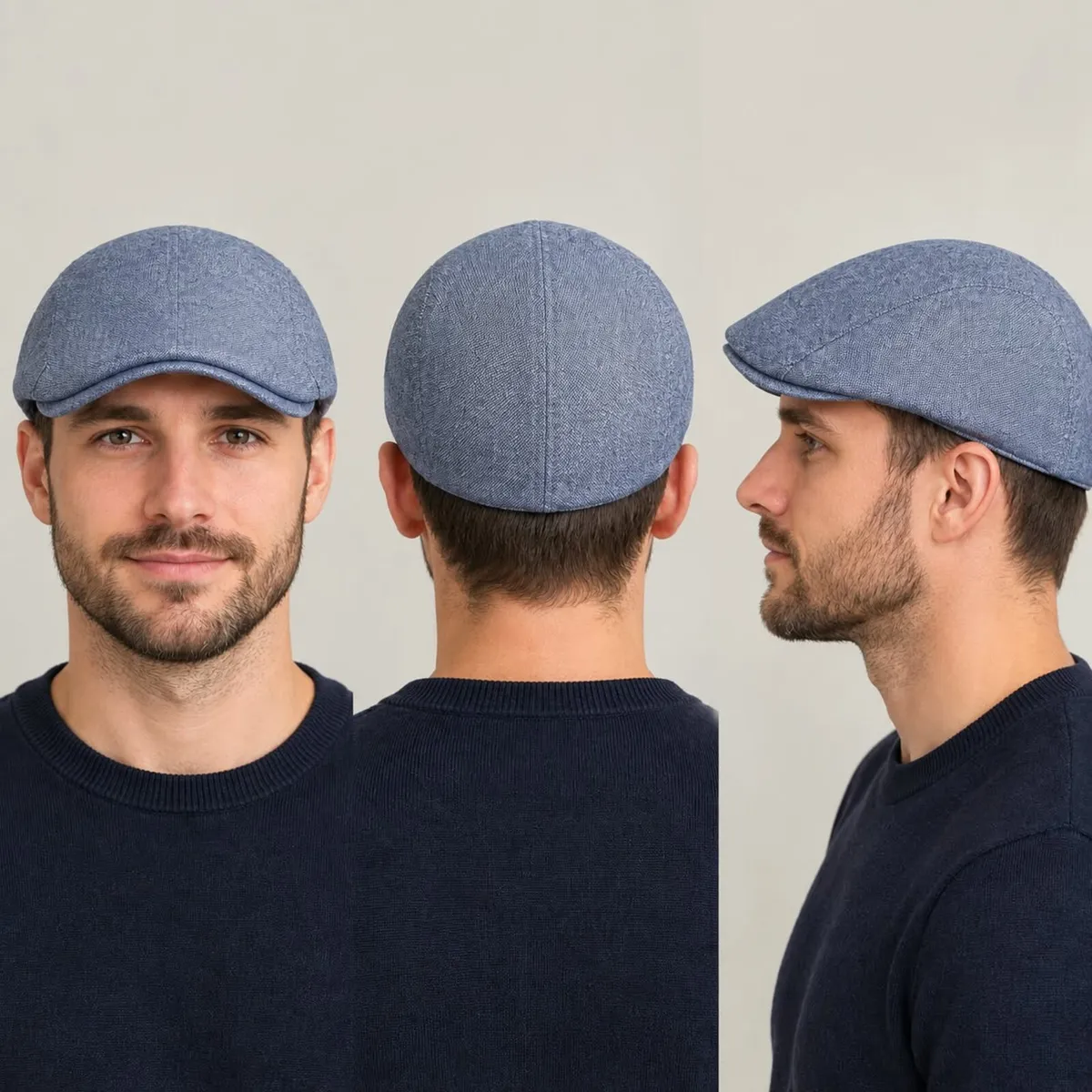 Boina plana azul para hombre – Estilo casual clásico - Image 2