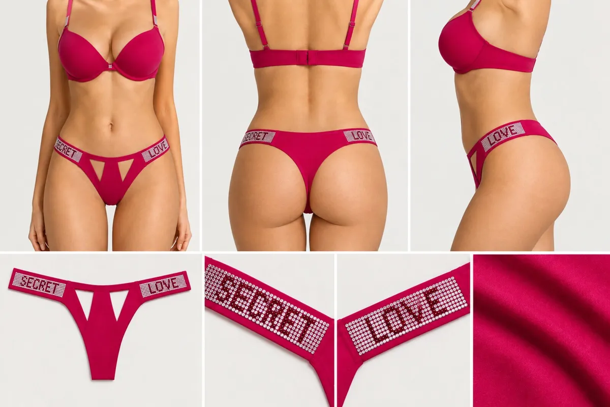 Braguitas brasileñas Fuchsia Secret Love con strass