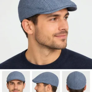 Boina plana azul para hombre – Estilo casual clásico