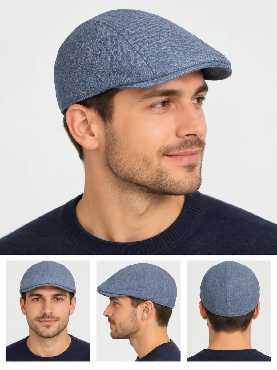Boina plana azul para hombre – Estilo casual clásico